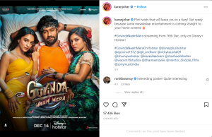 Karan Johan Instagram post for Govinda Naam Mera